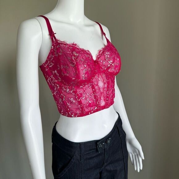 Victoria’s Secret Wicked Shimmer Lace Pink Corset Top - Picture 3 of 5